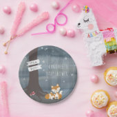 Woodland Night Fox Baby shower Papieren Bordje (Feest)
