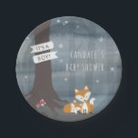 Woodland Night Fox Baby shower Papieren Bordje<br><div class="desc">baby shower Borden met een illustratie van een mamma- en baby-vossensmokkel onder een boom in het bos 's nachts omringd door sterren.</div>