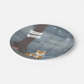 Woodland Night Fox Baby shower Papieren Bordje (Gekanteld)