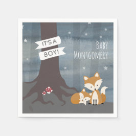 Woodland Night Fox Boy Baby shower Servet