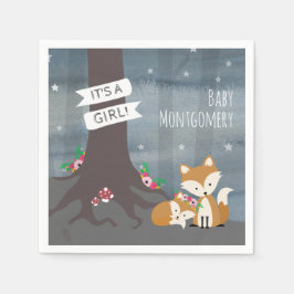Woodland Night Fox Meisje Baby shower Servet