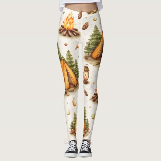 Woodland Nights Camping Pattern Leggings (Voorkant)