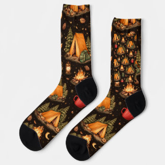 Woodland Nights Camping Pattern Socks Sokken