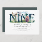 Woodland Nine - 9e verjaardag uitnodiging (Voorkant / Achterkant)