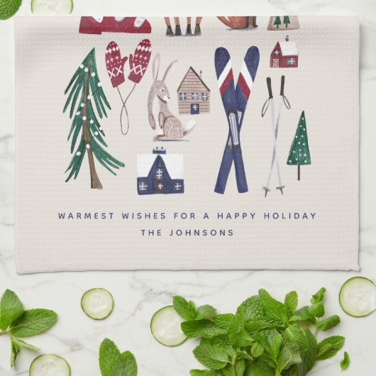 Woodland Noordse skiskeukenhanddoeken Theedoek (Gevouwen)