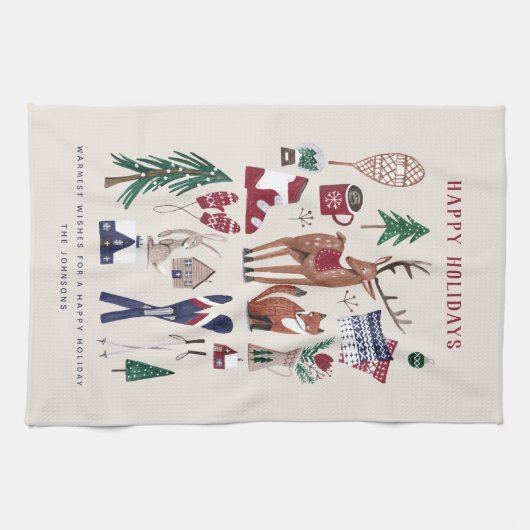 Woodland Noordse skiskeukenhanddoeken Theedoek (Horizontaal)