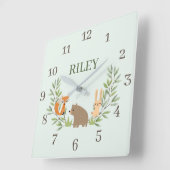 Woodland Nursery Animals Vierkante Klok (Hoek)