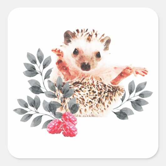 Woodland Nursery - Egel en wilde bessen Vierkante Sticker (Voorkant)
