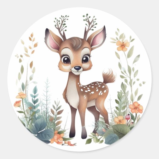 Woodland Nursery Fawn Ronde Sticker (Voorkant)