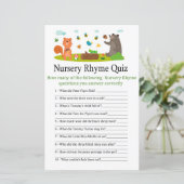 Woodland Nursery Rhyme Quiz baby shower game (Staand voorkant)