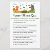 Woodland Nursery Rhyme Quiz baby shower game (Voorkant)