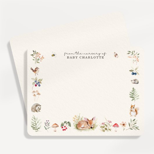 Woodland Nursery Stationery Note Card Aankondiging