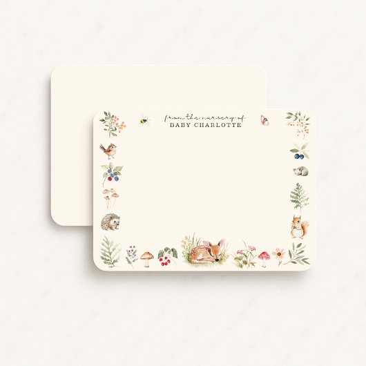 Woodland Nursery Stationery Note Card Aankondiging