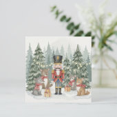 Woodland Nutcracker Watercolor Christmas Card  Kaart (Staand voorkant)
