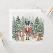 Woodland Nutcracker Watercolor Christmas Card  Kaart (Voorkant / Achterkant in situ)