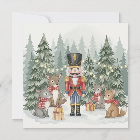 Woodland Nutcracker Watercolor Christmas Card  Kaart (Voorkant)