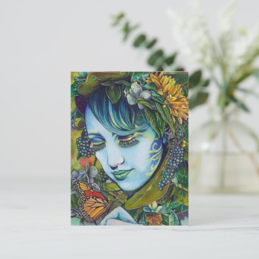 Woodland Nymph en Butterfly Friend Briefkaart (Staand voorkant)
