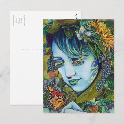 Woodland Nymph en Butterfly Friend Briefkaart (Voorkant / Achterkant)