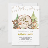 Woodland Oh Boy Baby shower Uitnodiging (Voorkant)