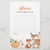 Woodland Oh Boy Pumpkin Baby shower Advice Kaart (Voorkant)