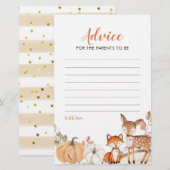 Woodland Oh Boy Pumpkin Baby shower Advice Kaart (Voorkant / Achterkant)