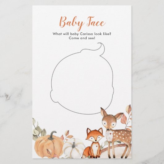 Woodland Oh Boy Pumpkin Baby shower Baby Face (Voorkant)