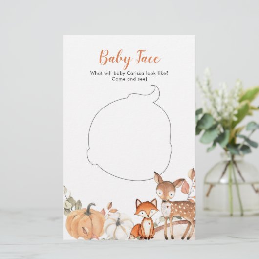 Woodland Oh Boy Pumpkin Baby shower Baby Face (Staand voorkant)