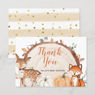Woodland Oh Boy Pumpkin Baby shower Dank je wel Bedankkaart