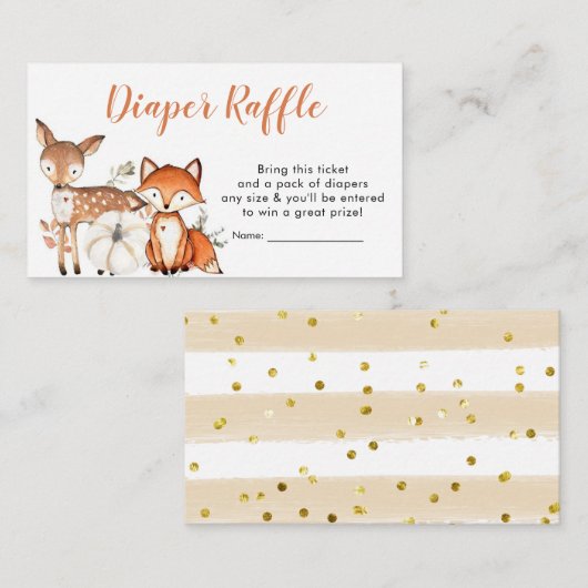 Woodland Oh Boy Pumpkin Baby shower Diaper Raffle Informatiekaartje (Voorkant / Achterkant)