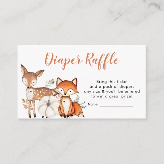 Woodland Oh Boy Pumpkin Baby shower Diaper Raffle Informatiekaartje (Voorkant)
