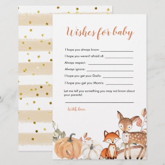 Woodland Oh Boy Pumpkin Shower wenst Baby (Voorkant / Achterkant)