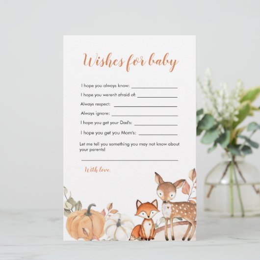 Woodland Oh Boy Pumpkin Shower wenst Baby (Staand voorkant)