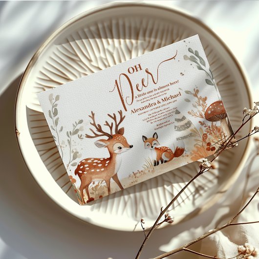 Woodland Oh Deer Forest Baby shower Kaart