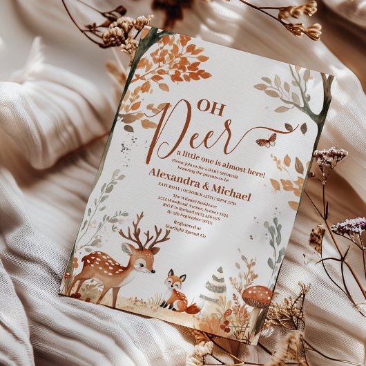 Woodland Oh Deer Forest Baby shower Kaart