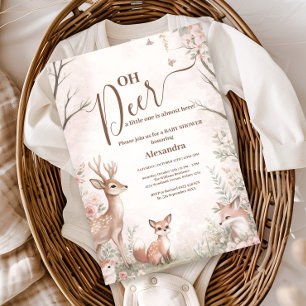 Woodland Oh Deer Meisje Baby Shower Kaart