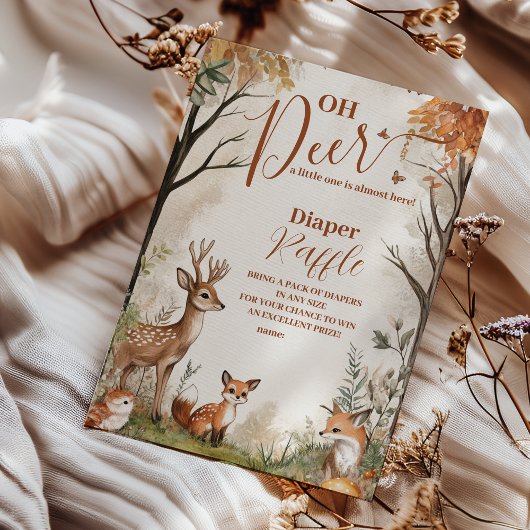 Woodland Oh Deer Theme Diapper Raffle Informatiekaartje