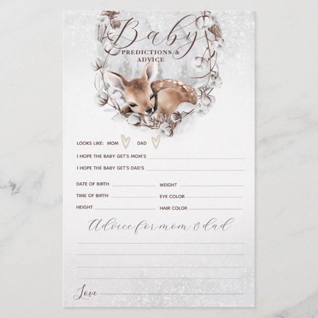 Woodland Oh Deer Winter Baby shower spel (Voorkant)