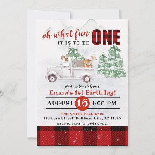 Woodland Oh, wat leuk dat het één eerste verjaarda Kaart (Voorkant)