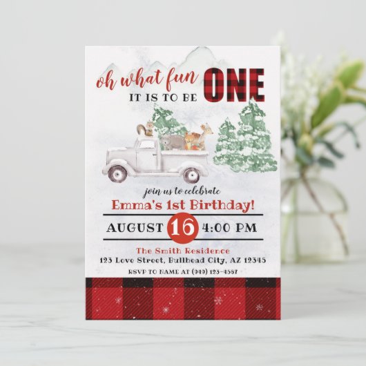 Woodland Oh, wat leuk dat het één eerste verjaarda Kaart (Staand voorkant)