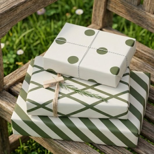 Woodland Olive Cream Rustic 3 Pack Inpakpapier Vel