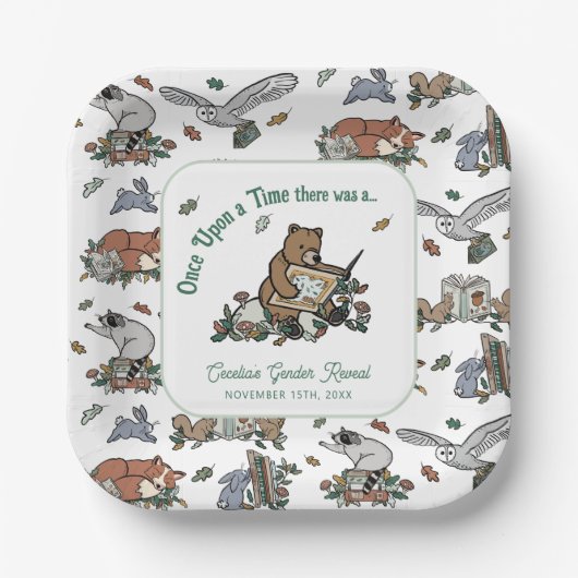 Woodland Once Upon a Time Geslacht onthullen Papieren Bordje (Voorkant)