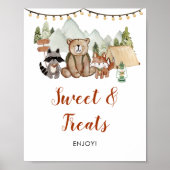 Woodland One Happy Camper 1st Birthday Sweet Treat Poster (Voorkant)