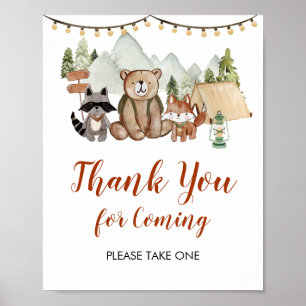 Woodland One Happy Camper Eerste Verjaardag Bedank Poster