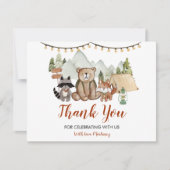 Woodland One Happy Camper eerste verjaardag Bedankkaart (Voorkant)