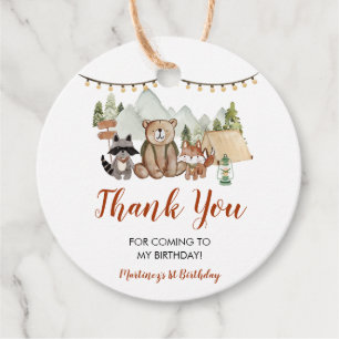 Woodland One Happy Camper eerste verjaardag gunst Bedankjes Labels