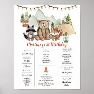 Woodland One Happy Camper eerste verjaardag mijlpa Poster