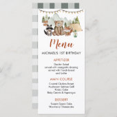 Woodland One Happy Camper eerste verjaardagsmenu Menu (Voorkant / Achterkant)