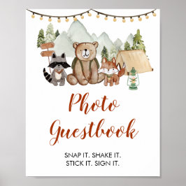 Woodland One Happy Camper Verjaardag Foto Gastboek Poster