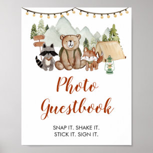 Woodland One Happy Camper Verjaardag Foto Gastboek Poster