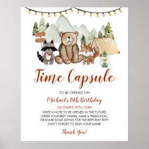 Woodland One Happy Camper Verjaardag Time Capsule Poster
